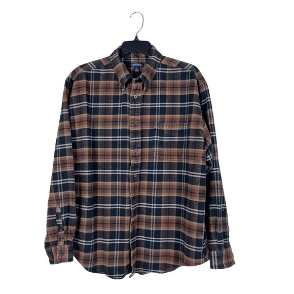 Consensus Mens Flannel Shirt Black Brown Plaid Button Up Warm Outdoors Size XL - Picture 1 of 5